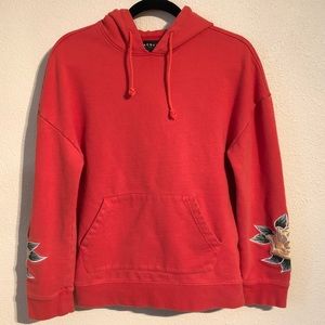 Pacsun | Rose Embroidered Sienna Red Hoodie